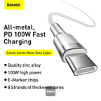 Cable Tipo C a Tipo C Baseus Cafule Series Metal Data Cable 100W 1m