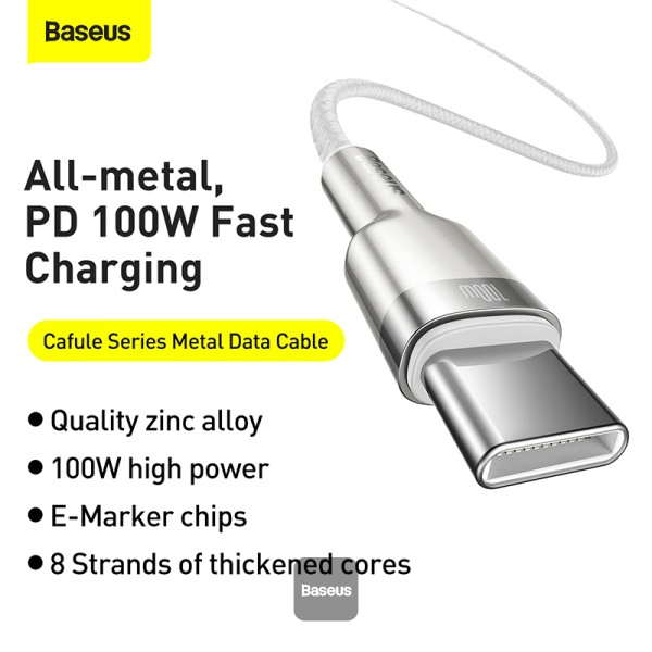 Cable Baseus Cafule Series Metal Data Cable Type-C to Type-C 100W 2m