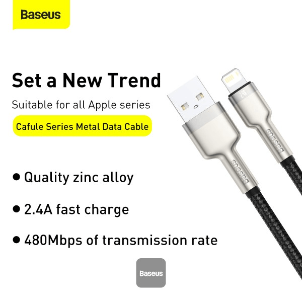 Cable Baseus Cafule Series Metal Data Cable USB A to Lightning 1m