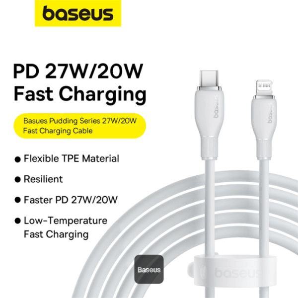 Cable Tipo C a Lightning 2m - Baseus Pudding Series Fast Charging 20W - Stellar White