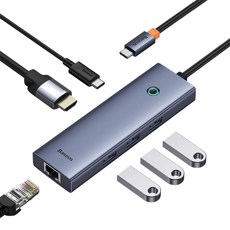 Adaptador - Baseus UltraJoy Series 6-Port HUB Docking Station - Gray