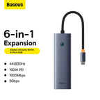 Adaptador - Baseus UltraJoy Series 6-Port HUB Docking Station - Gray