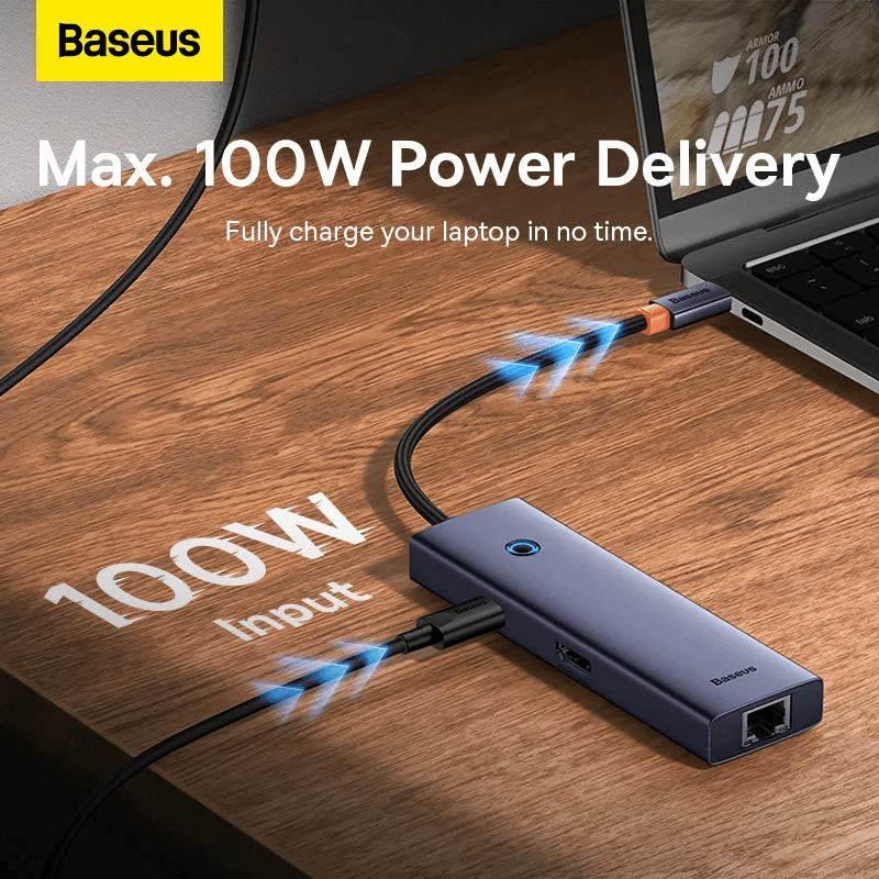 Adaptador - Baseus UltraJoy Series 6-Port HUB Docking Station - Gray