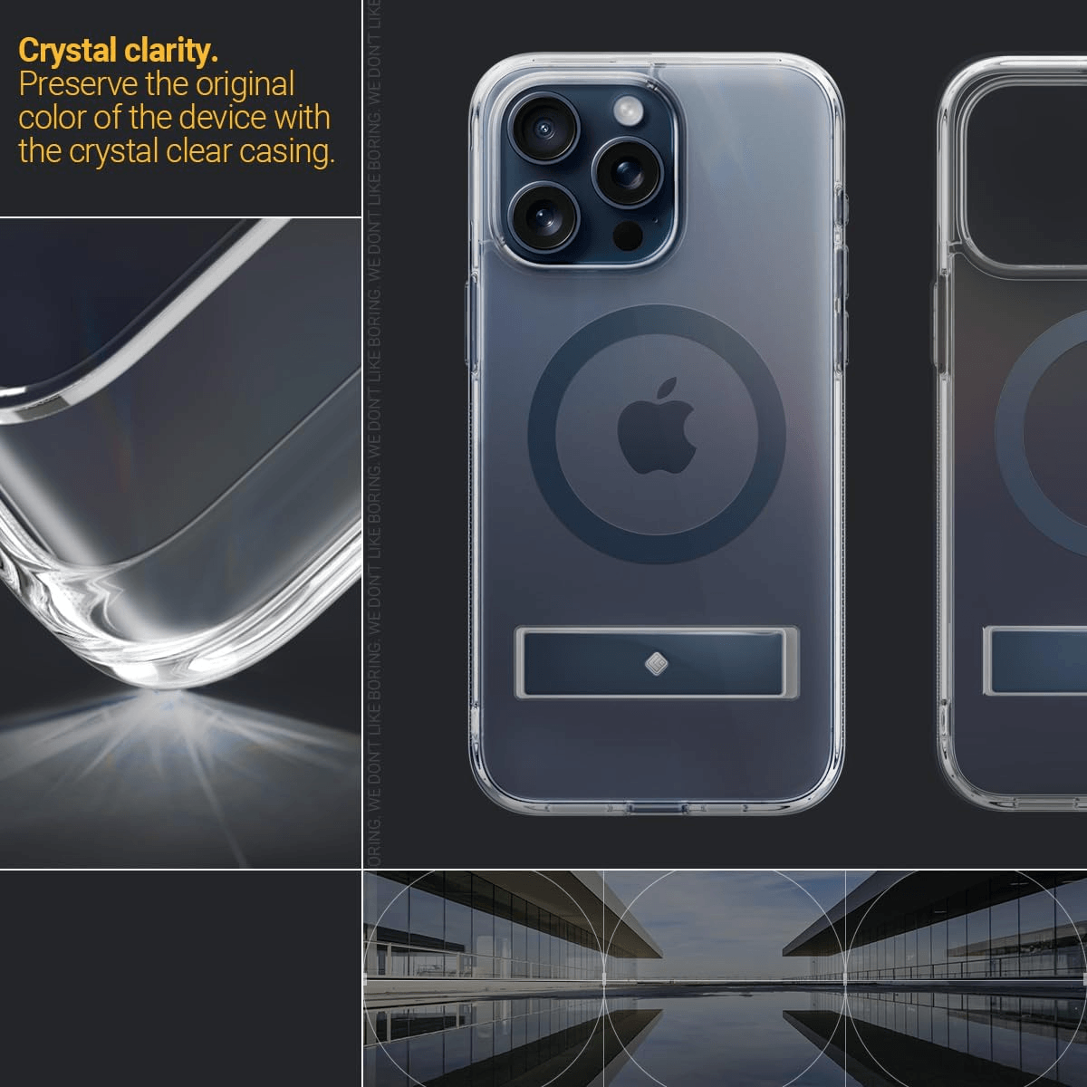 Estuche para iPhone 15 Pro Max Caseology - Capella Mag Kickstand Clear