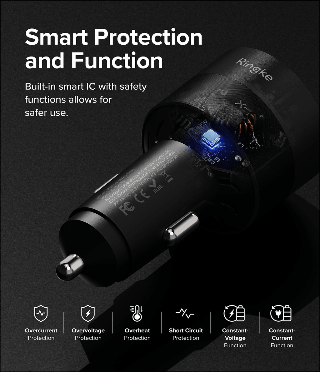 Cargador para Carro - Ringke 3-Port Car Fast Charger