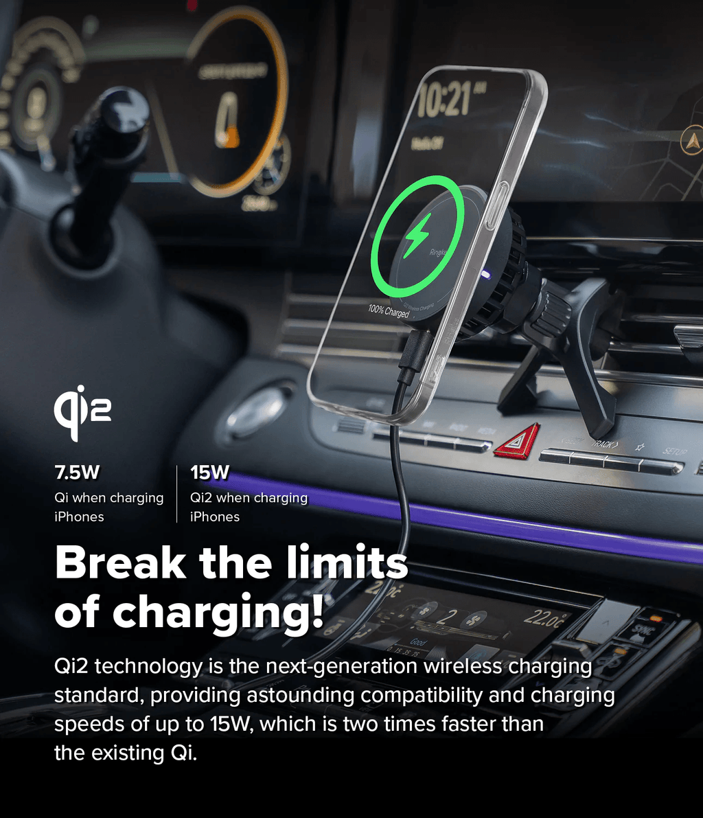 Cargador para Carro - Ringke Qi2 Peltier Magnetic Car Charger Mount