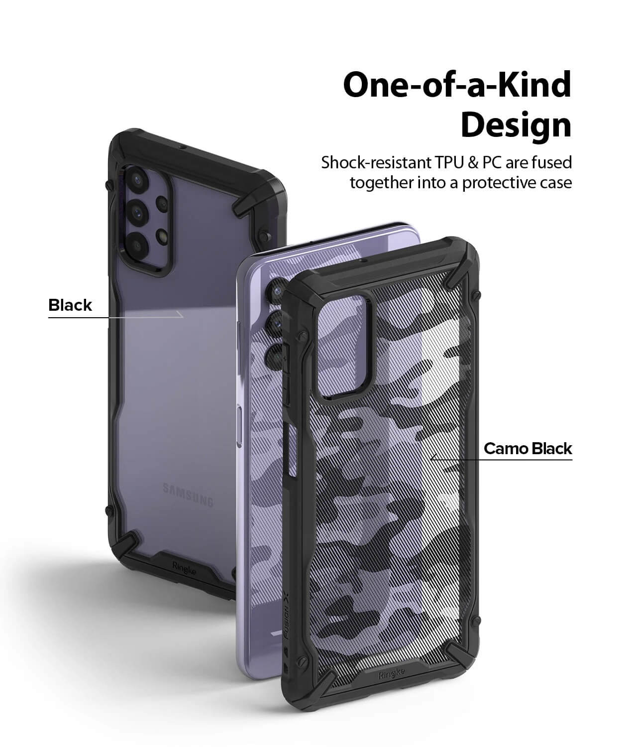 Estuche para Galaxy A32 - Ringke Fusion-X Camo Black