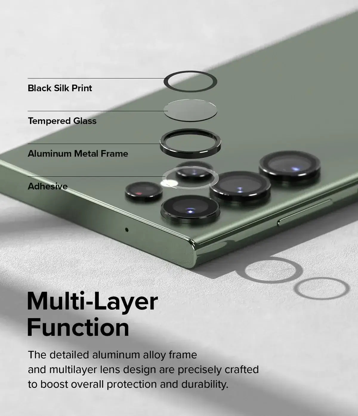 Protector de Cámara para Galaxy S23 Ultra - Ringke Lens Frame Glass Black