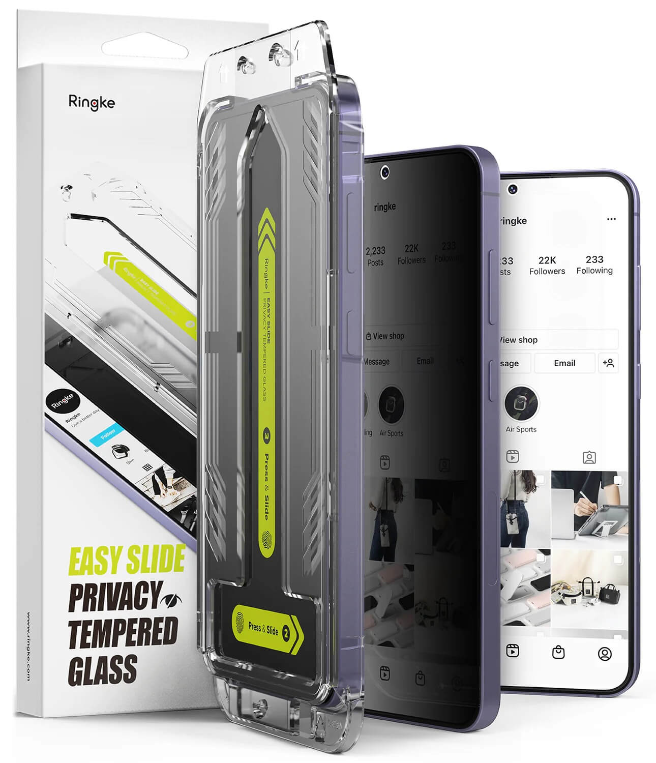 Protector de Pantalla para Galaxy S24 - Ringke Easy Slide Privacy Tempered Glass (Pack de 2)