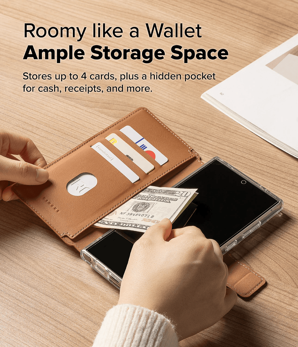 Estuche para Galaxy S25 Ultra / S24 Ultra / S23 Ultra - Ringke Folio Grip Wallet Magnetic