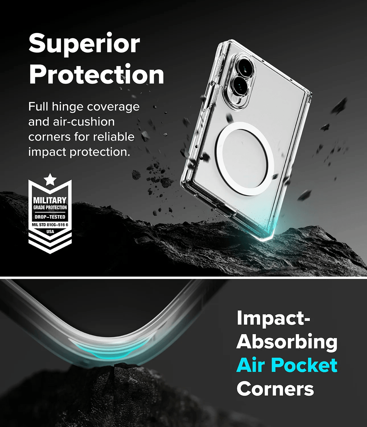 Estuche para Galaxy Z Fold 8 - Ringke Fusion Flap Magnetic - Clear