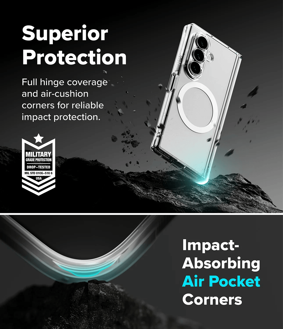 Estuche para Galaxy Z Fold 8 Ultra - Ringke Fusion Flap Magnetic - Clear