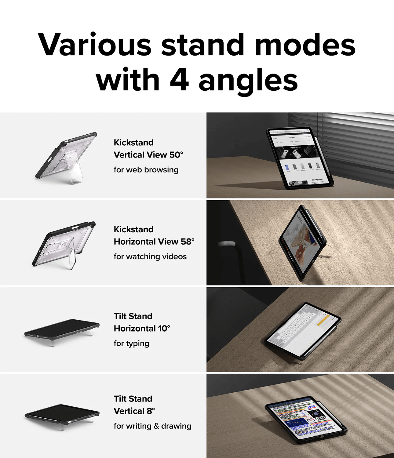 Estuche para iPad Air - Ringke Fusion Sketch Stand - Black
