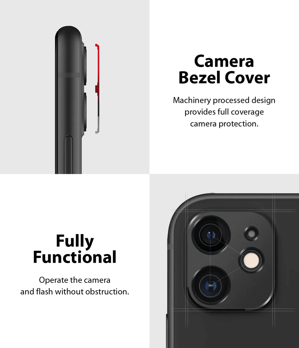 Protector de Cámara para iPhone 11 - Ringke Camera Styling - Black