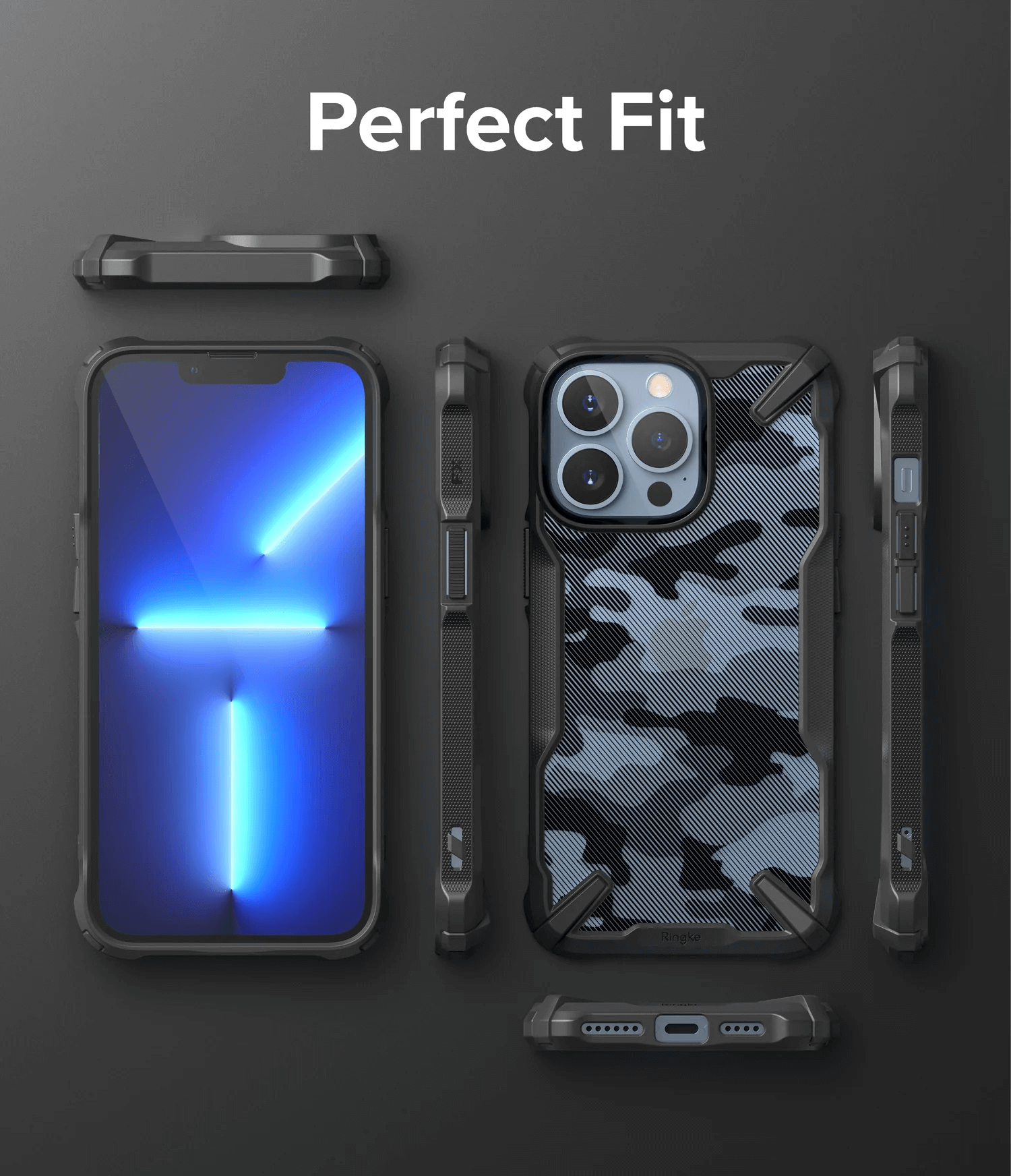 Estuche para iPhone 13 Pro - Ringke Fusion-X - Camo Black