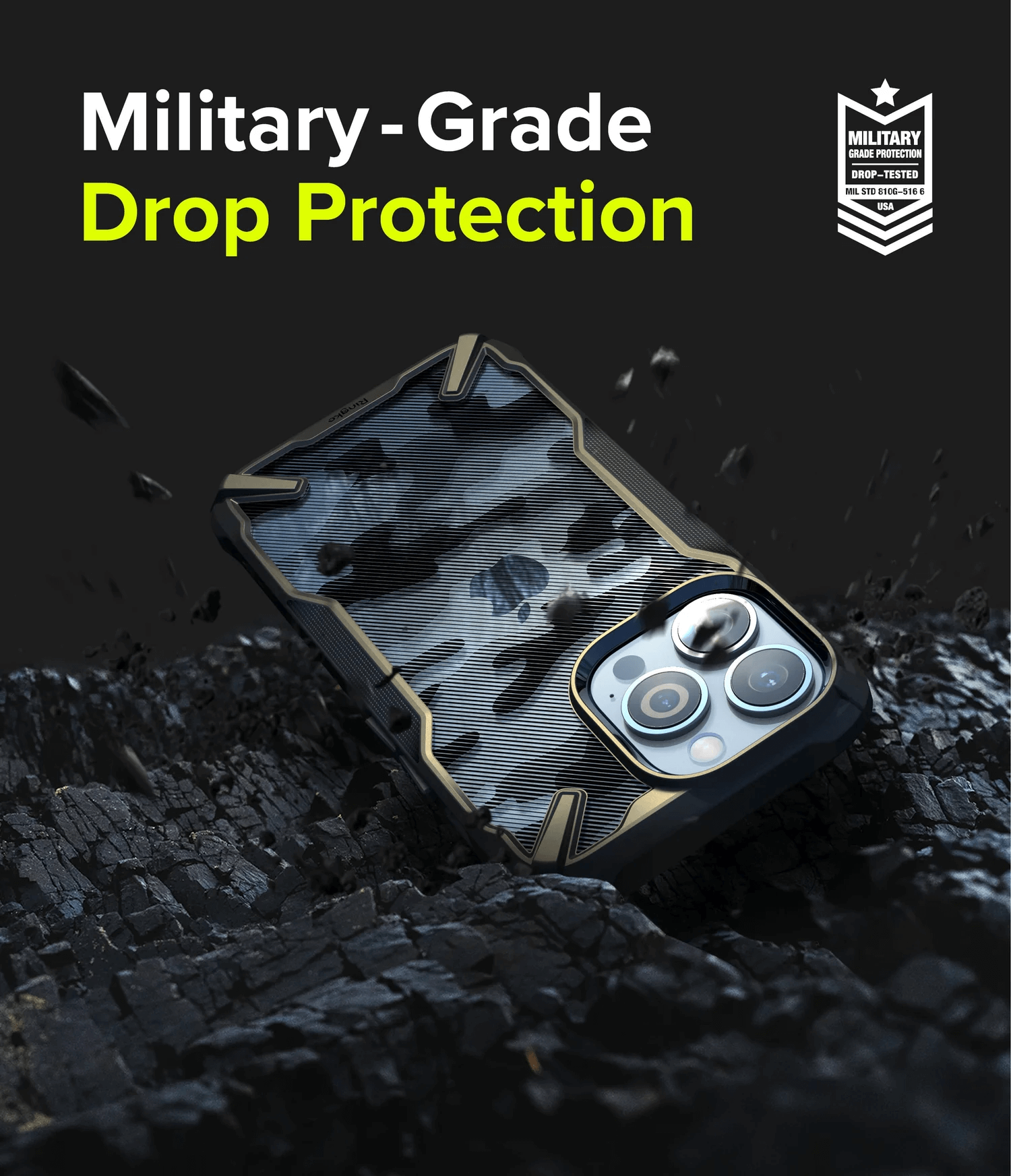 Estuche para iPhone 13 Pro - Ringke Fusion-X - Camo Black