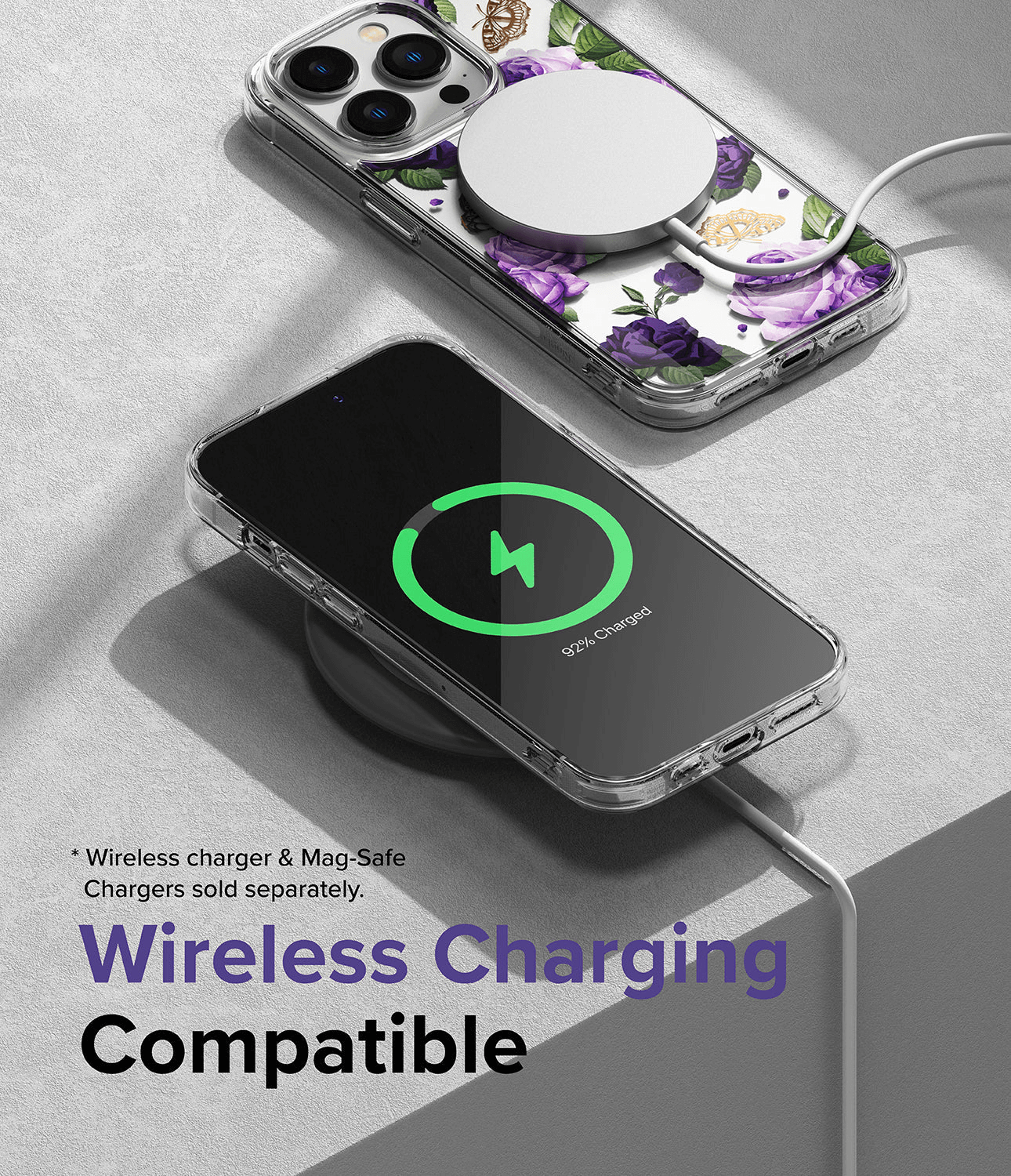 Estuche para iPhone 14 Pro Max - Ringke Fusion Design - Purple Rose