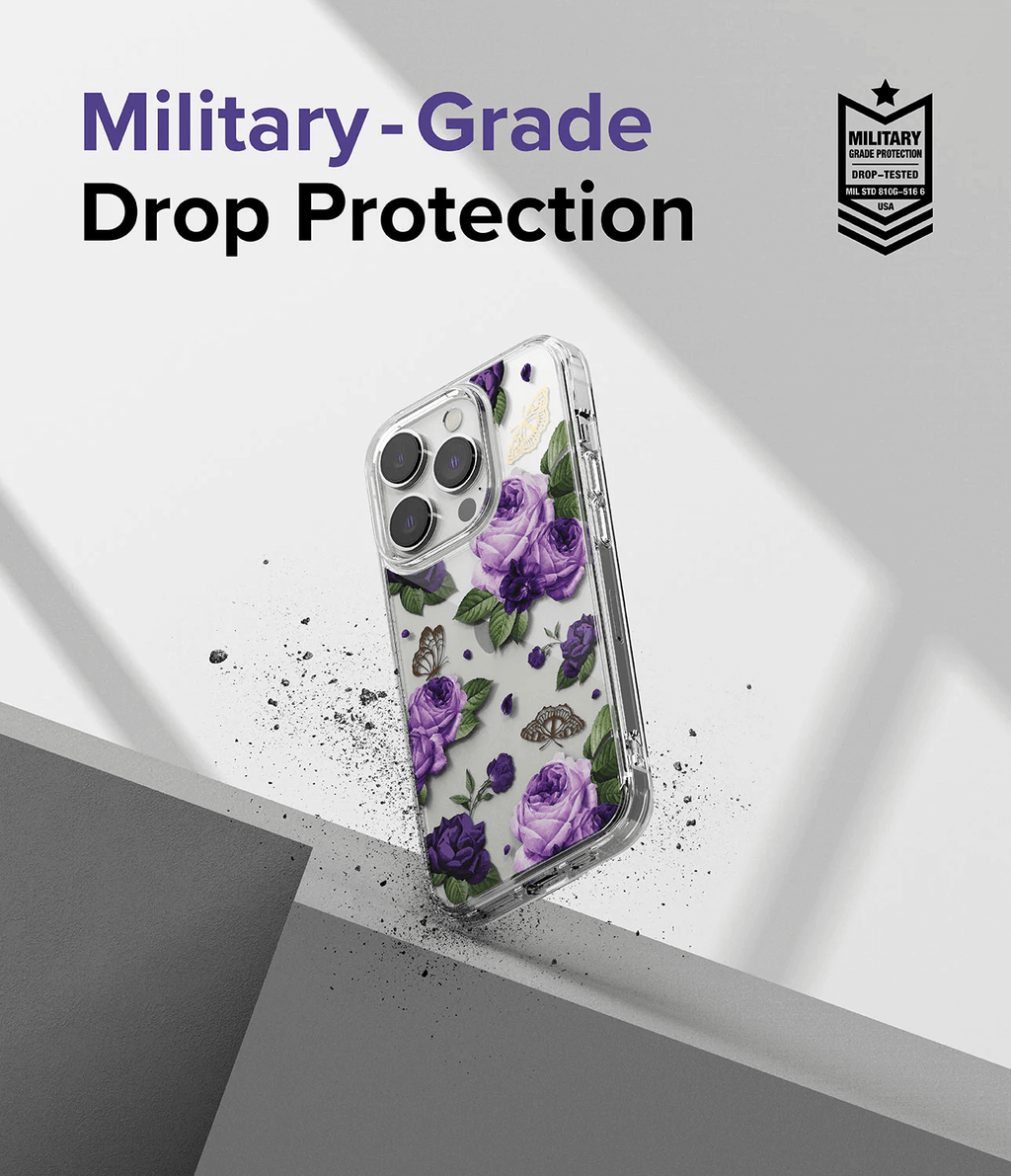 Estuche para iPhone 14 Pro Max - Ringke Fusion Design - Purple Rose