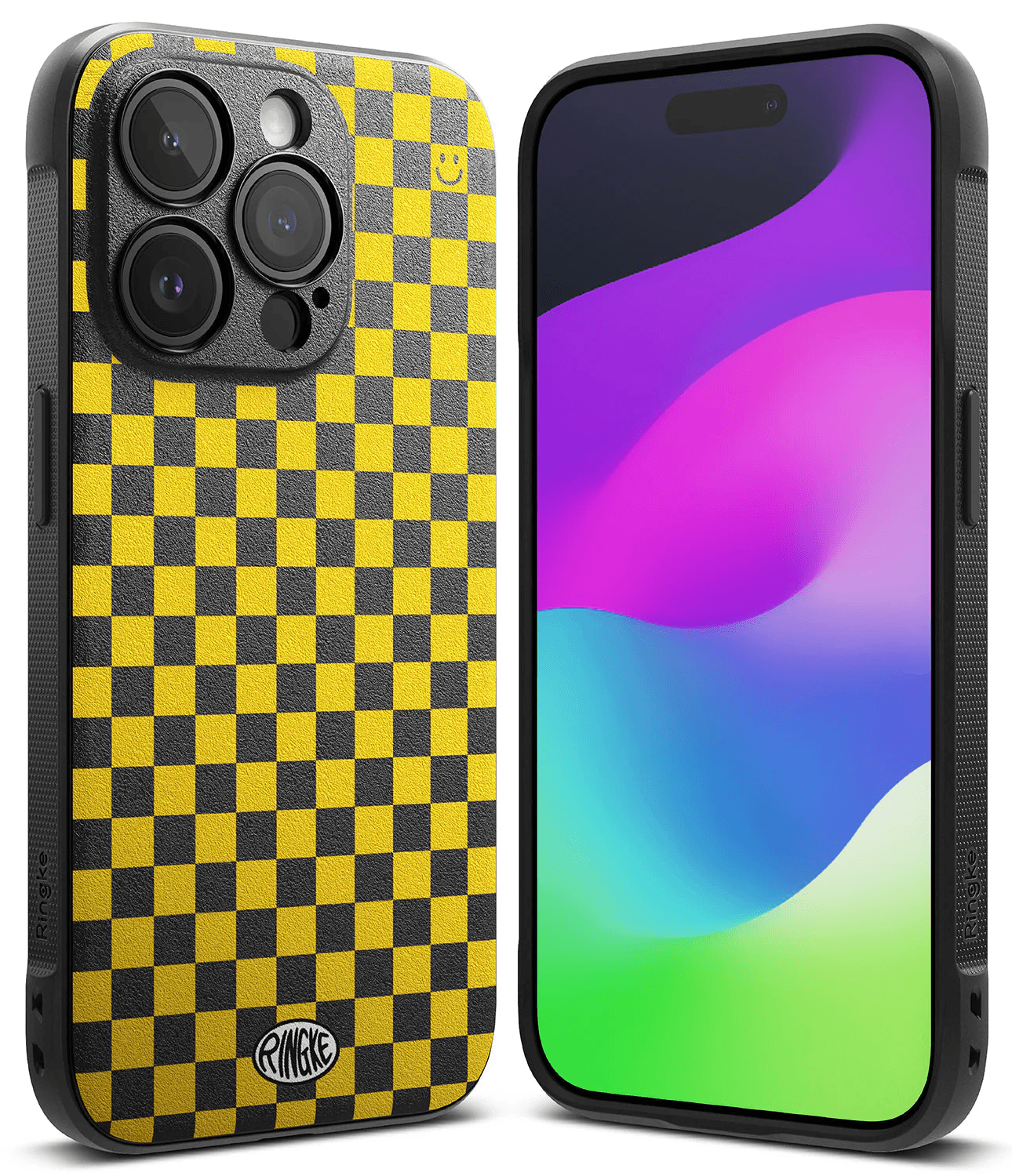 Estuche para iPhone 15 Pro Max - Ringke Onyx Design - Checkerboard Yellow