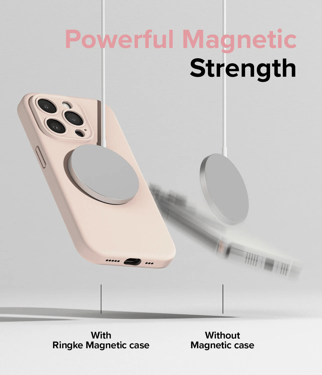 Estuche para iPhone 15 Pro Max - Ringke Silicone Magnetic - Pink Sand