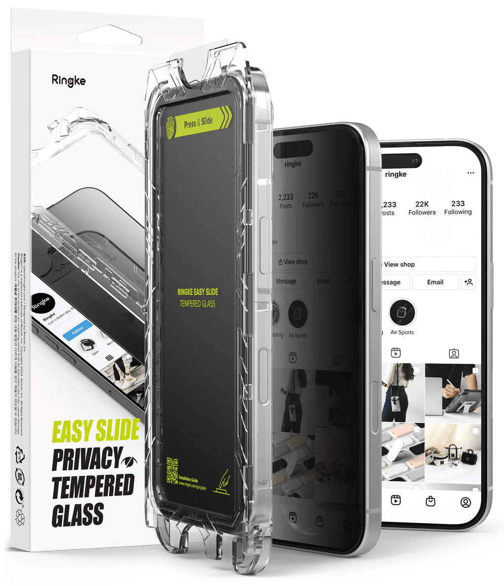 Vidrio Templado para iPhone 16 / 15 - Ringke Easy Slide Privacy Glass (Pack de 2)