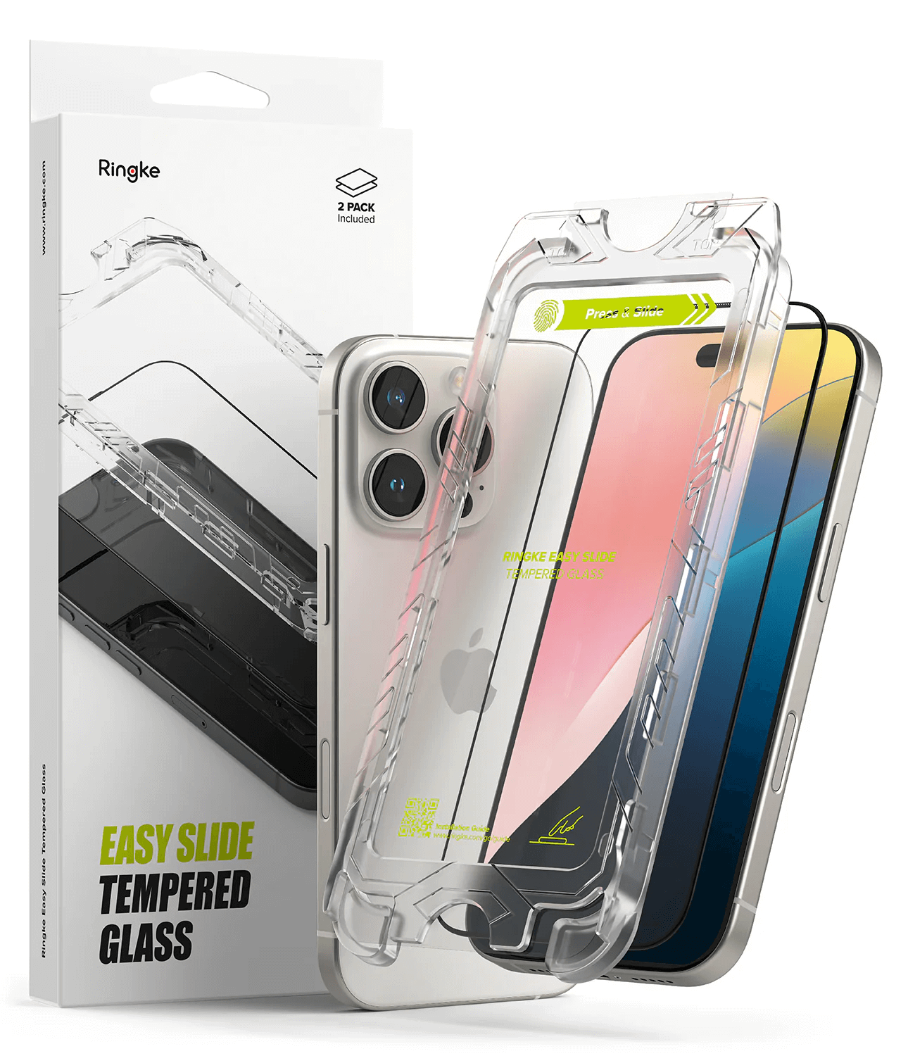 Vidrio Templado para iPhone 16 Pro - Ringke Easy Slide Tempered Glass (Pack de 2)