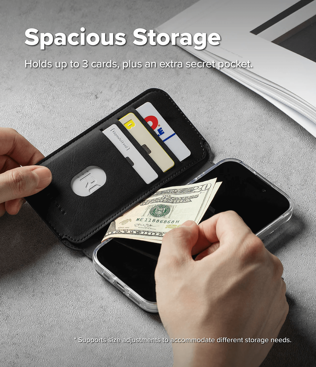 Estuche para iPhone 17 - Ringke Folio Grip Wallet Magnetic - Black