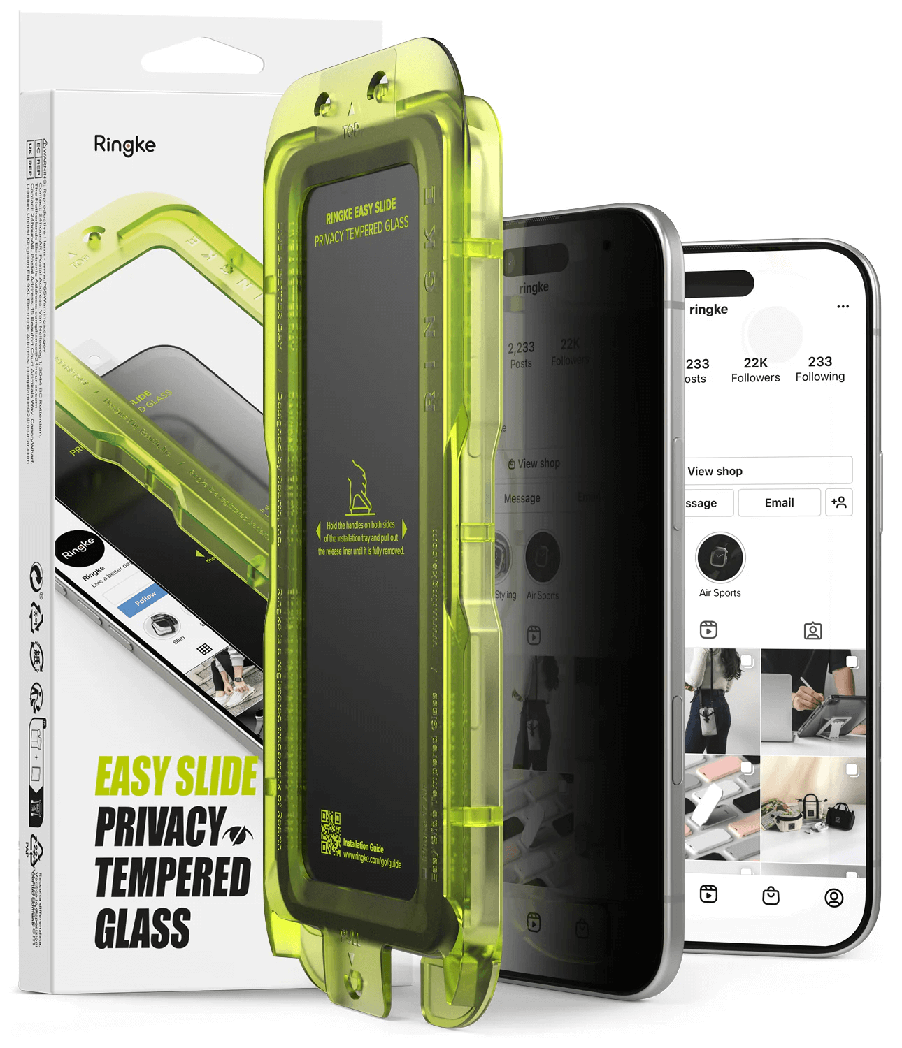 Vidrio Templado para iPhone 17 Air - Ringke Easy Slide Privacy Glass (Pack de 2)