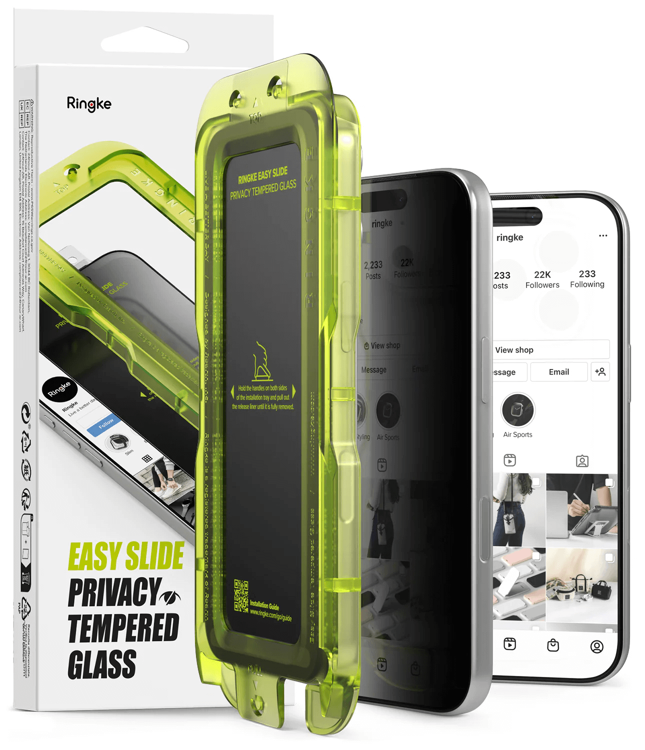 Vidrio Templado para iPhone 17 Pro - Ringke Easy Slide Privacy Glass (Pack de 2)
