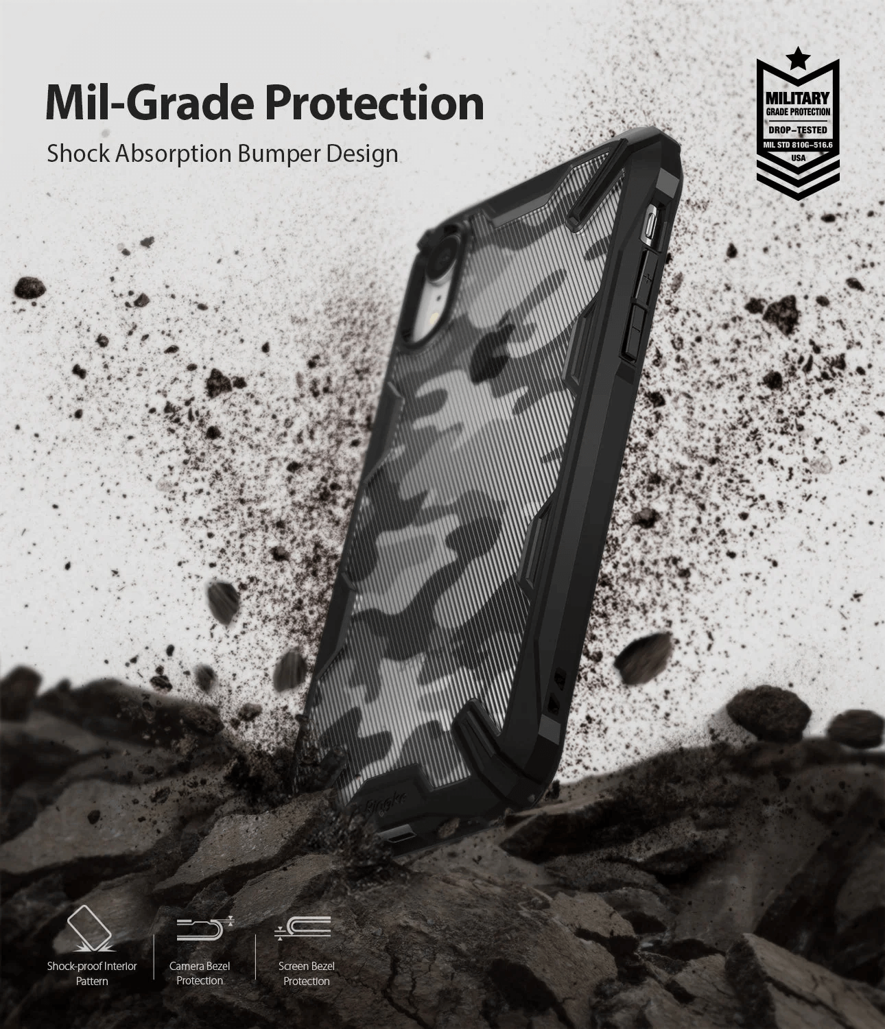 Estuche para iPhone XR - Ringke Fusion-X - Camo Black