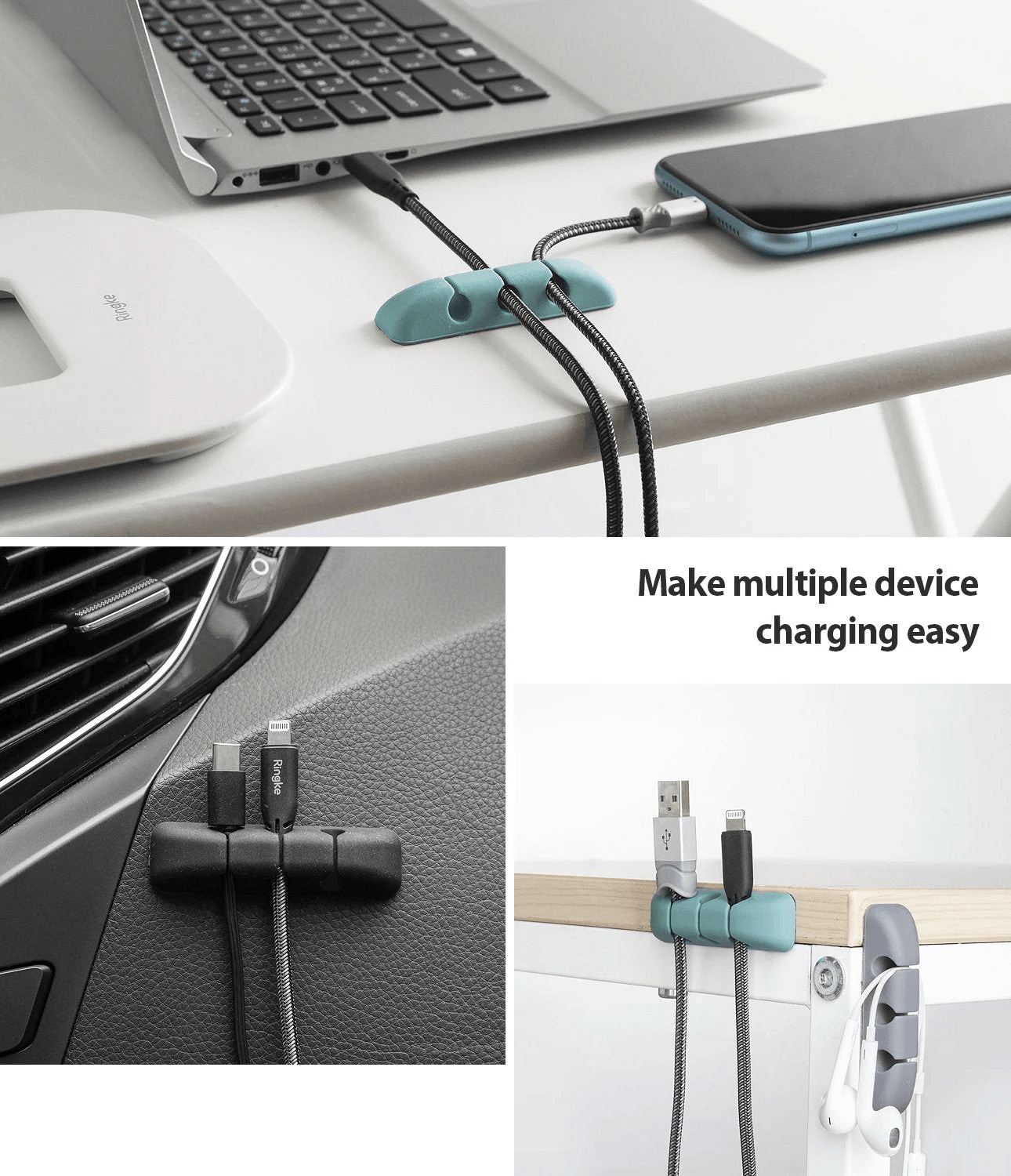 Organizador de Cables de Silicona - Ringke Silicone Cable Organizer 4 Pack - 4 Colors