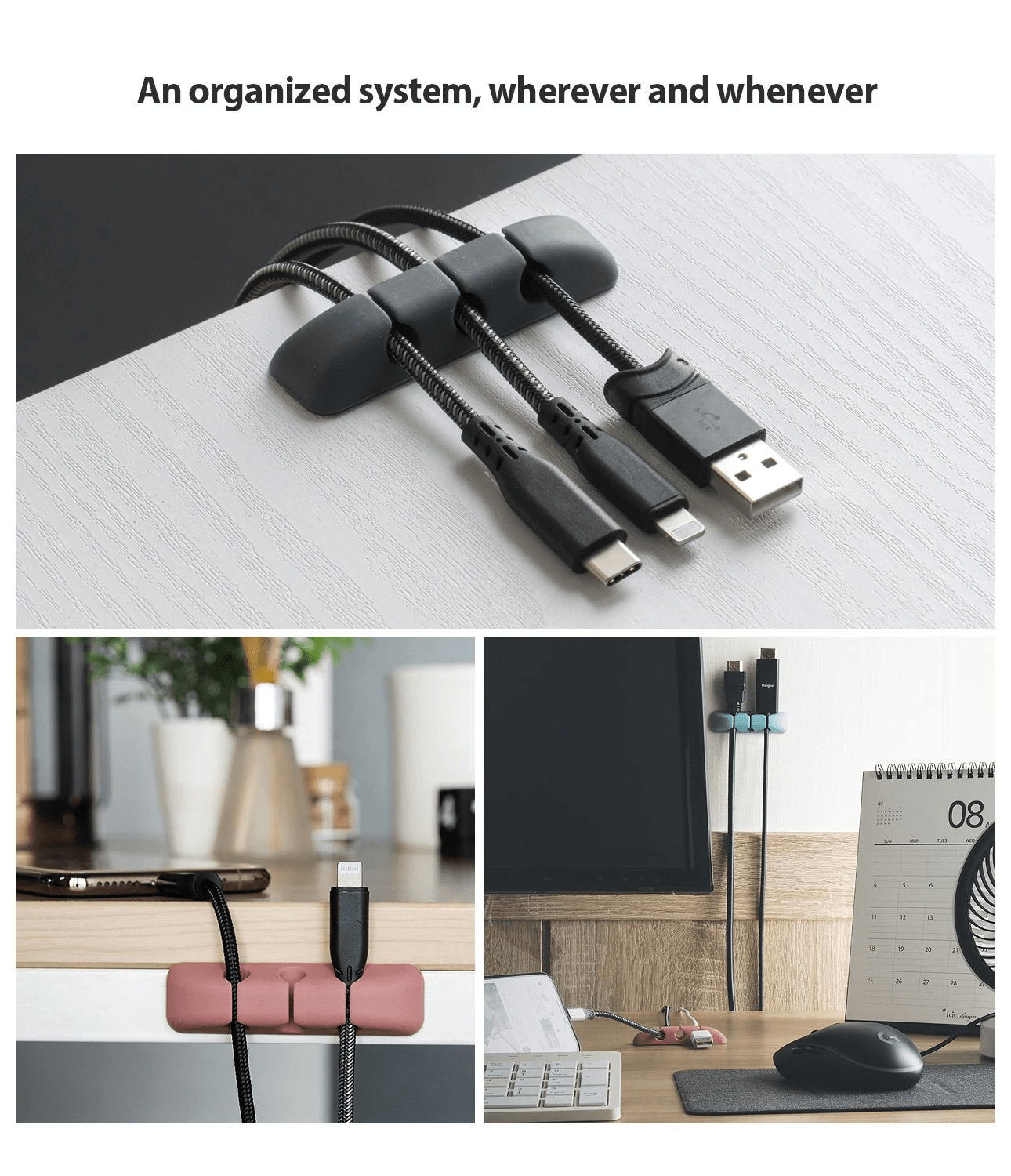 Organizador de Cables de Silicona - Ringke Silicone Cable Organizer 4 Pack - 4 Colors