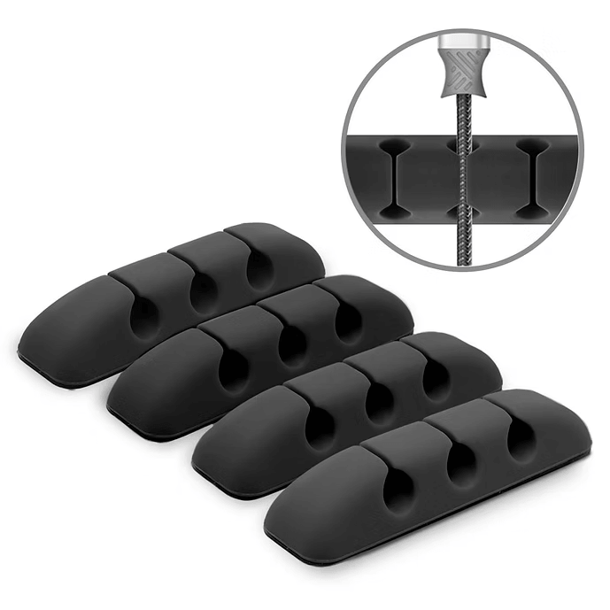 Organizador para Cables de Silicona - Ringke Silicone Cable Organizer 4 Pack - Black