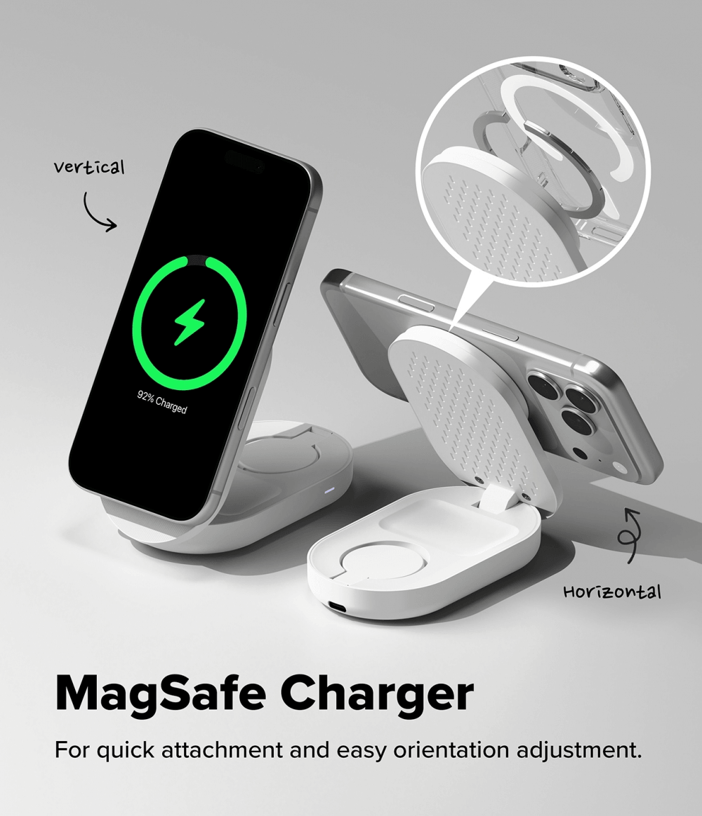 Ringke Qi2 25W 3-in-1 Magnetic Wireless Charging Folding Stand