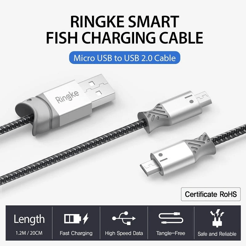 Cable Ringke Smart Black Fish 1.2M Micro USB - Black