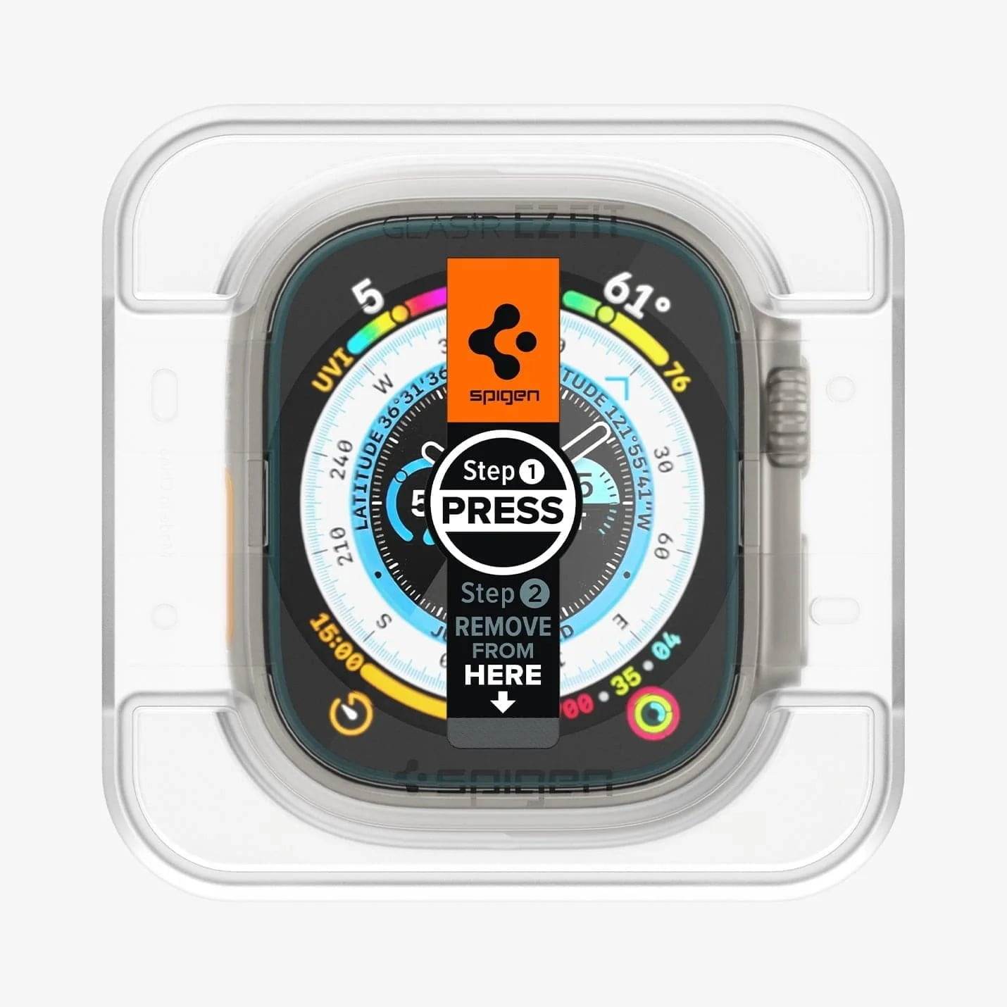 Protector de pantalla para Apple Watch 49mm - Spigen Glas.tR EZ Fit