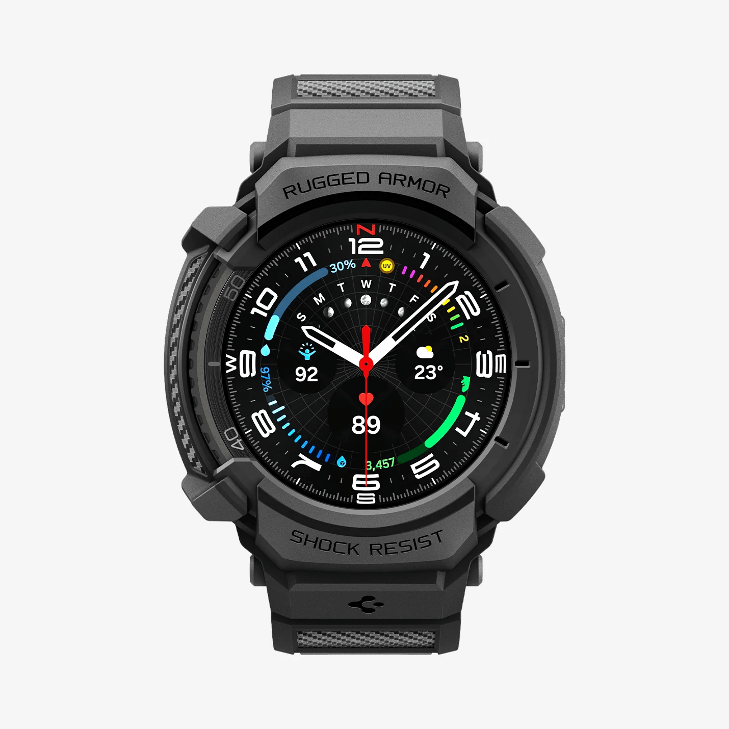 Estuche + Banda para Galaxy Watch - Spigen Rugged Armor Pro - Matte Black