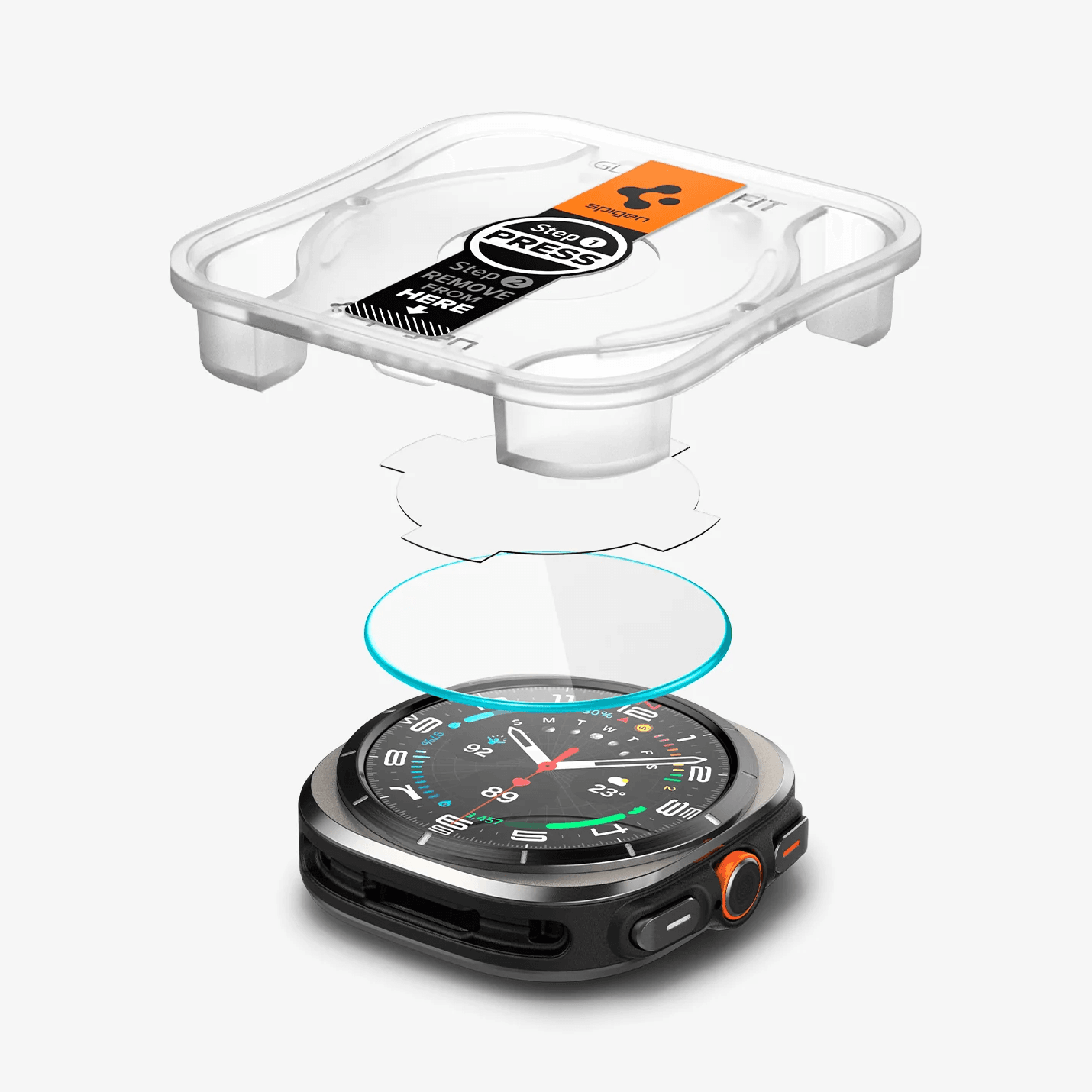 Protector de Pantalla para Galaxy Watch Ultra 47mm - Spigen GLAS.tR EZ Fit (Pack de 2)