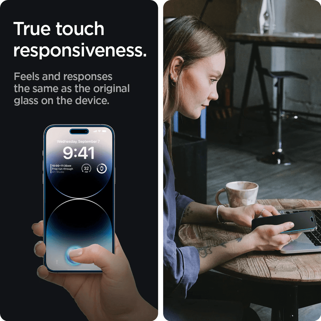 Vidrio Templado para iPhone 14 Pro - Spigen GLAS.tR EZ Fit Privacy (Pack de 2)