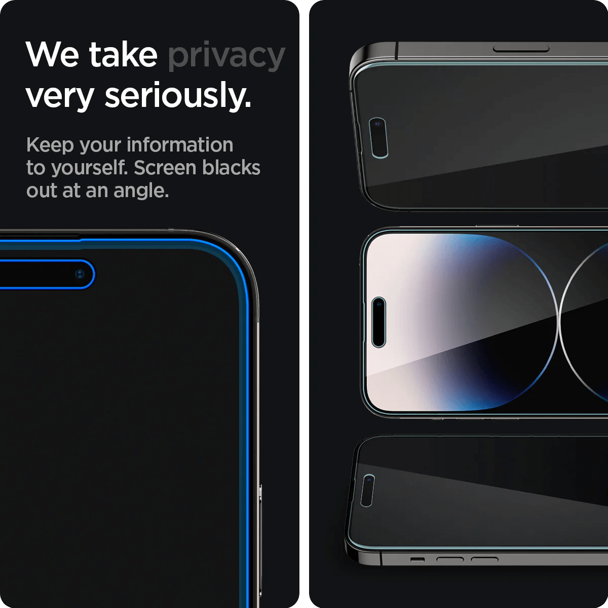 Vidrio Templado para iPhone 14 Pro - Spigen GLAS.tR EZ Fit Privacy (Pack de 2)
