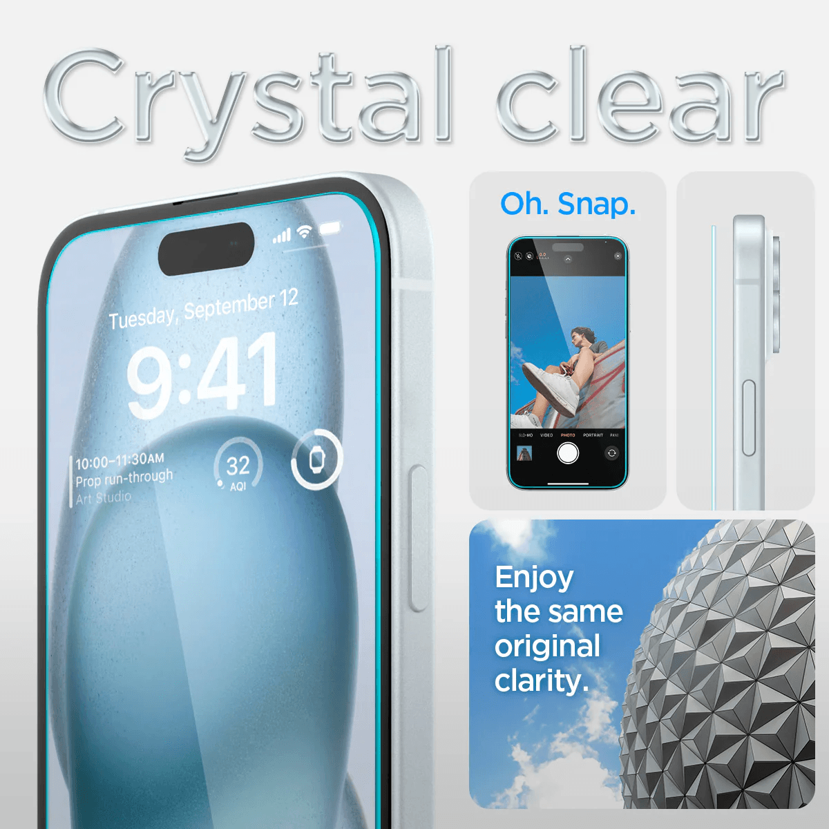 Vidrio Templado para iPhone 15 / 16 - Spigen GLAS.tR EZ Fit (Pack de 2)