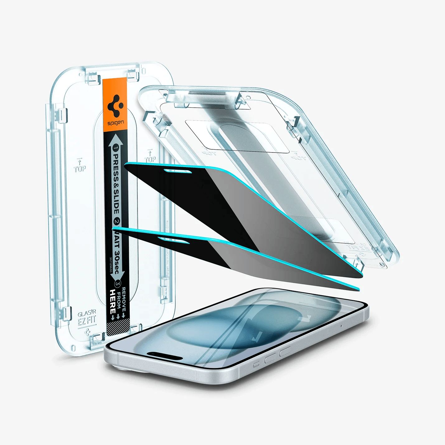 Vidrio Templado para iPhone 15 / 16 - Spigen GLAS.tR EZ Fit Privacy (Pack de 2)