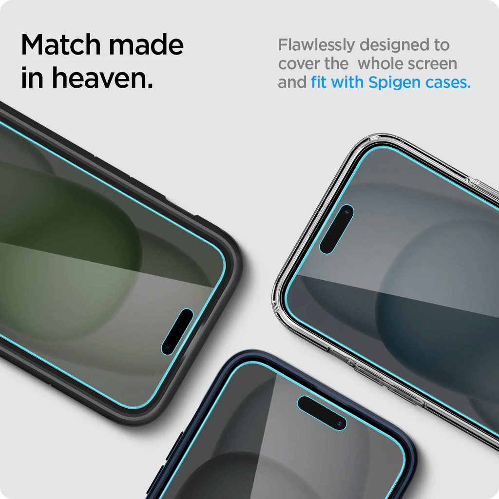 Vidrio Templado para iPhone 15 / 16 - Spigen GLAS.tR EZ Fit Privacy (Pack de 2)