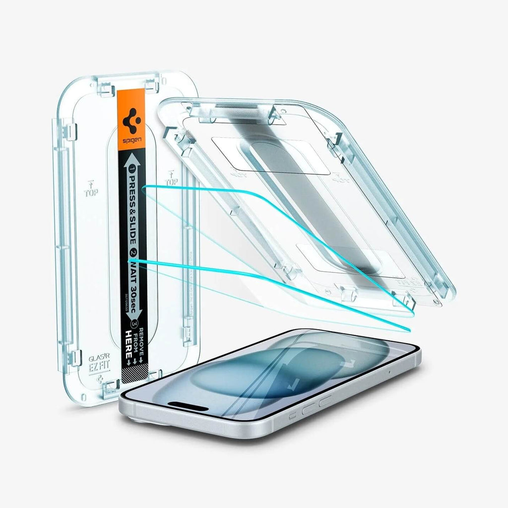 Vidrio Templado para iPhone 15 Plus / 14 Plus - Spigen GLAS.tR EZ Fit (Pack de 2)