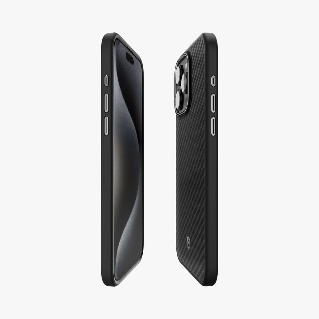 Estuche para iPhone 15 Pro Max - Spigen Enzo Aramid Matte Black