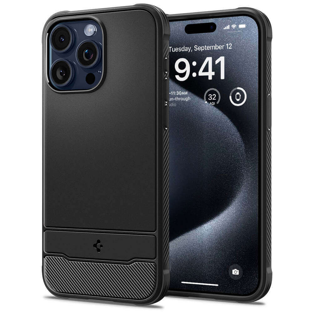 Estuche para iPhone 15 Pro Max - Spigen Rugged Armor MagFit - Black