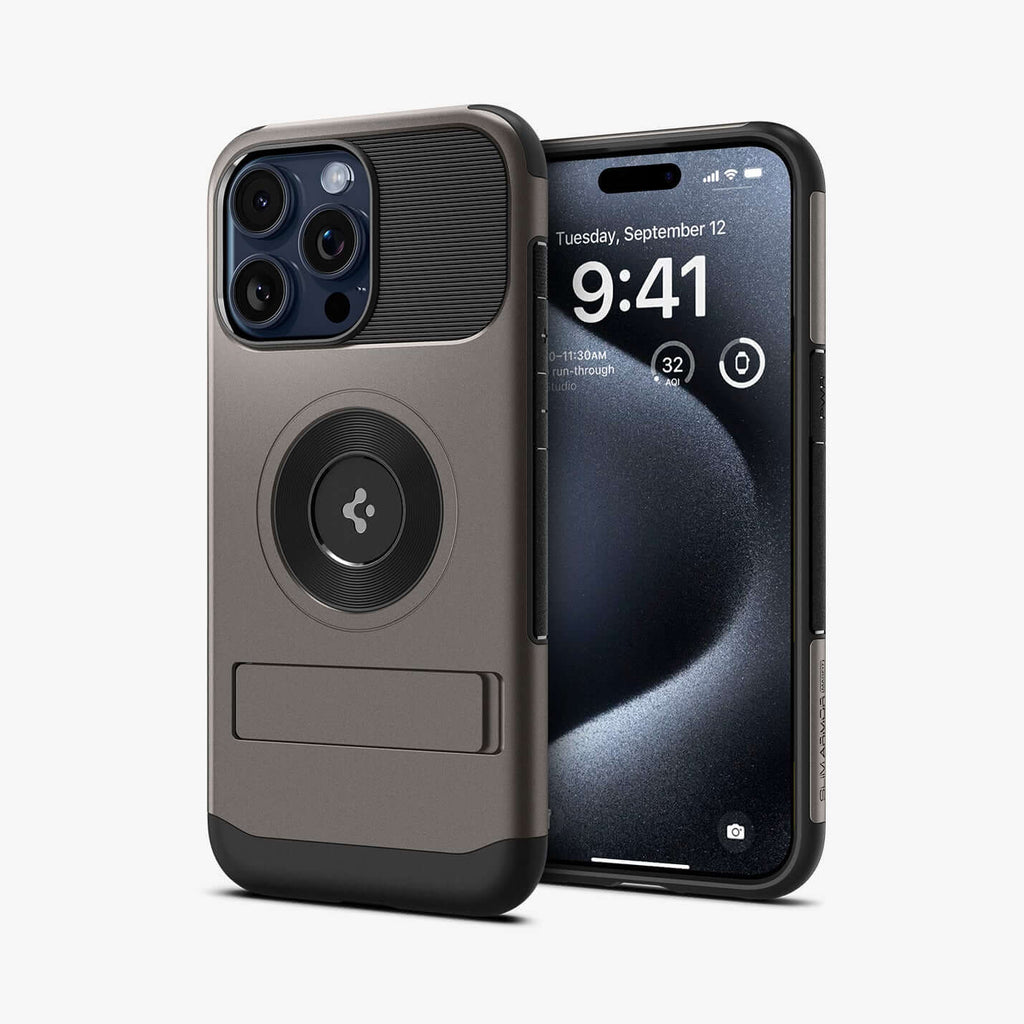 Estuche para iPhone 15 Pro Max - Spigen Slim Armor MagFit - Gunmetal
