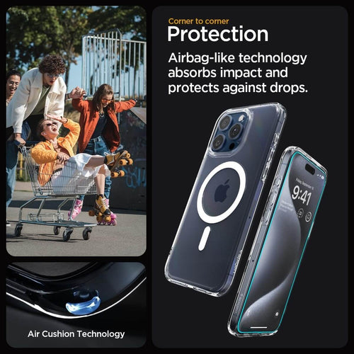 Combo para iPhone 15 Pro Max - Spigen Ultra Hybrid + Vidrio Templado Crystal Clear Pack