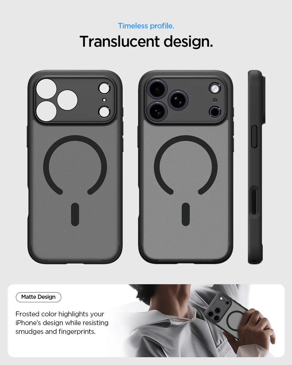 Estuche para iPhone 17 Pro Max - Spigen Ultra Hybrid Matte Magfit - Frost Black