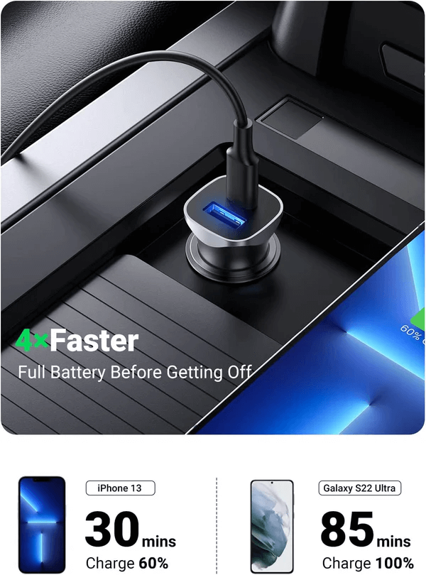 Cargador para Carro - UGreen 2-Port Fast Car Charger 24w